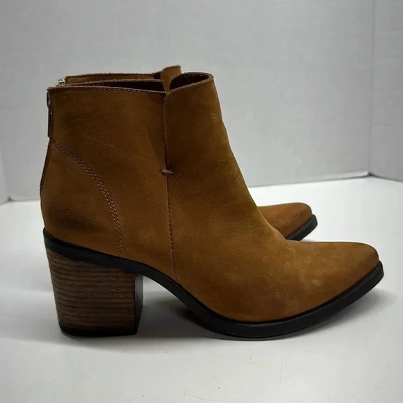 Steve Madden Pawel High Heel Suede Ankle Boots Boot Cognac Brown Women's Size 8 - Picture 3 of 11